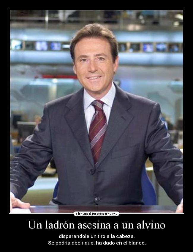 Un ladrón asesina a un alvino - disparandole un tiro a la cabeza.
Se podría decir que, ha dado en el blanco.