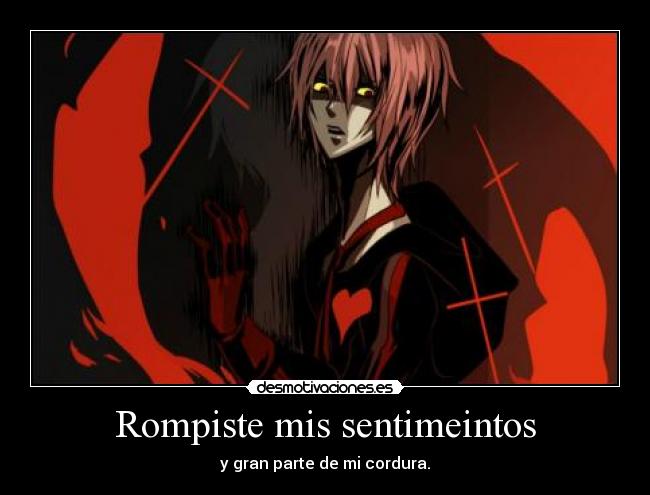Rompiste mis sentimeintos - y gran parte de mi cordura.