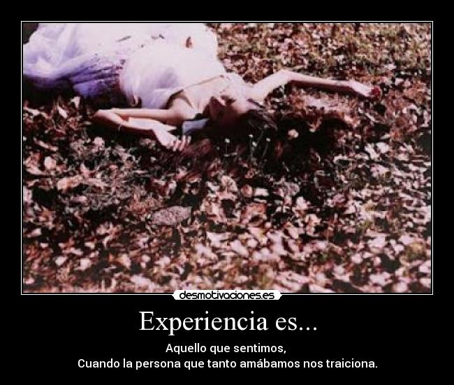 Experiencia es... - Aquello que sentimos, 
Cuando la persona que tanto amábamos nos traiciona.
