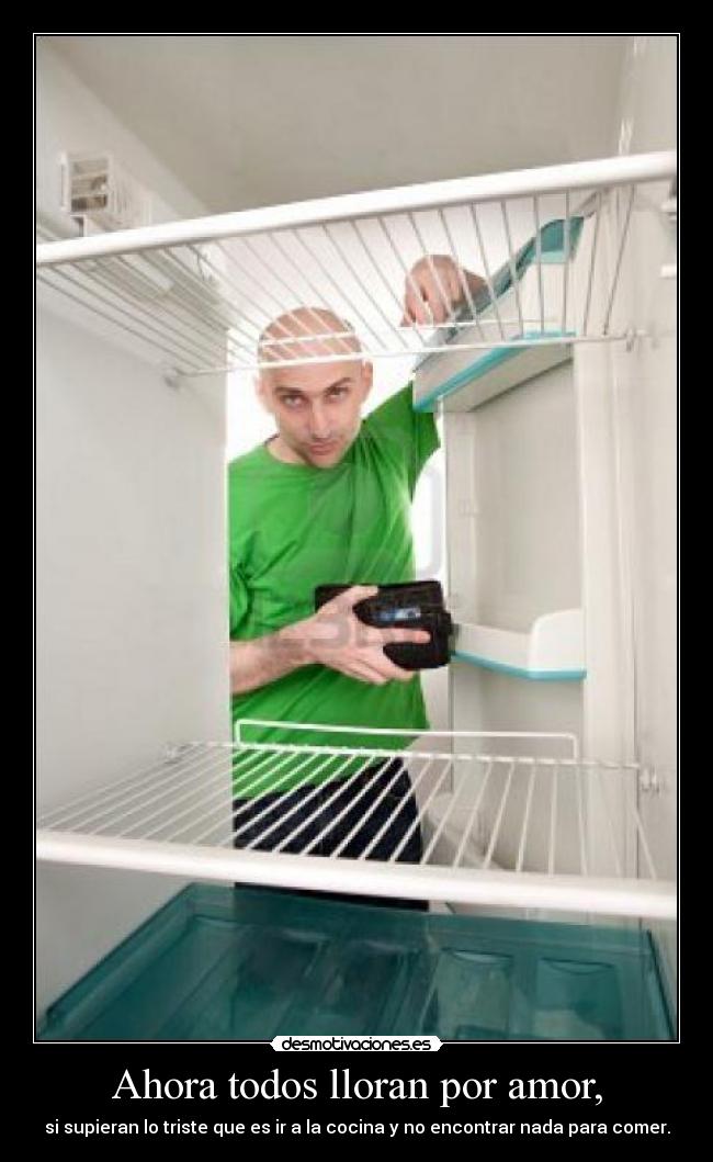 Ahora todos lloran por amor, - si supieran lo triste que es ir a la cocina y no encontrar nada para comer.