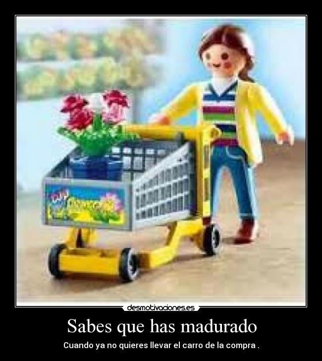 Sabes que has madurado - Cuando ya no quieres llevar el carro de la compra .