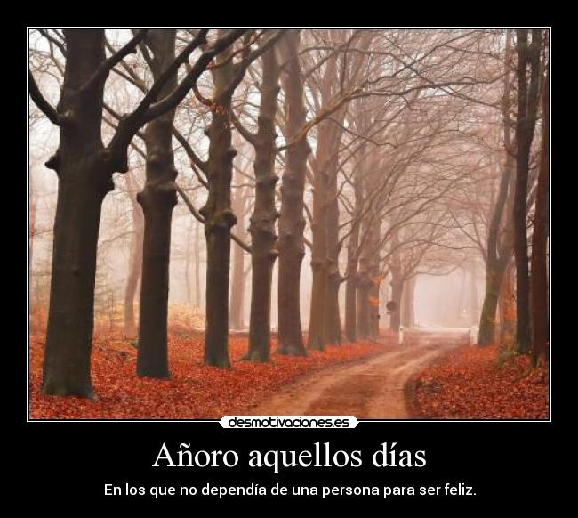 Añoro aquellos días - En los que no dependía de una persona para ser feliz.