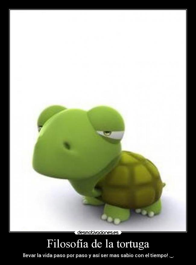 Filosofía de la tortuga - llevar la vida paso por paso y así ser mas sabio con el tiempo! ._.