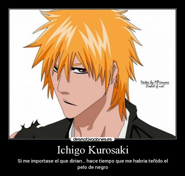 Ichigo Kurosaki - Si me importase el que dirian... hace tiempo que me habria teñido el pelo de negro