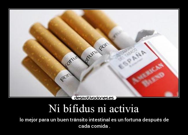 Ni bífidus ni activia - lo mejor para un buen tránsito intestinal es un fortuna después de cada comida .