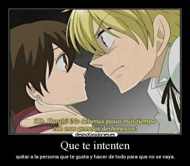 carteles anime ouran hshc gusta chica anime chico boy girl desmotivaciones