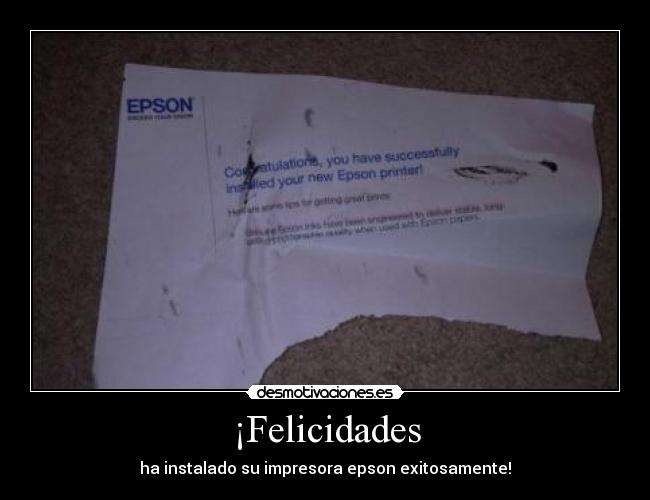 ¡Felicidades - ha instalado su impresora epson exitosamente!