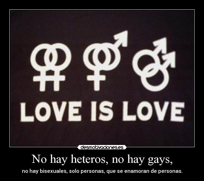 No hay heteros, no hay gays, - no hay bisexuales, solo personas, que se enamoran de personas.