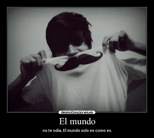 El mundo - no te odia, El mundo solo es como es.