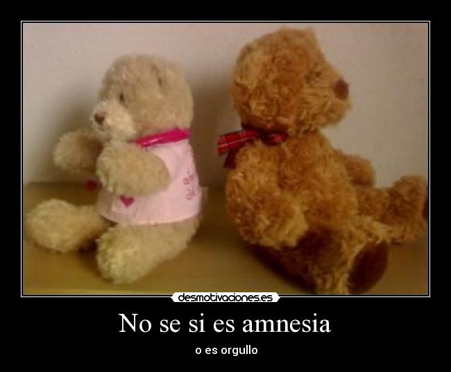 No se si es amnesia - o es orgullo