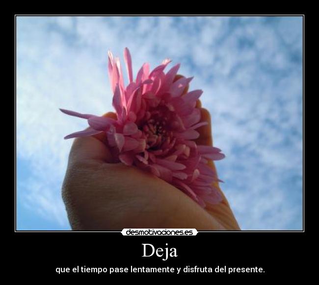 Deja - que el tiempo pase lentamente y disfruta del presente.