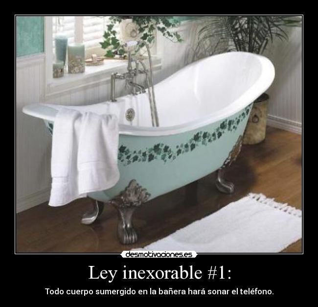 Ley inexorable #1: - Todo cuerpo sumergido en la bañera hará sonar el teléfono.