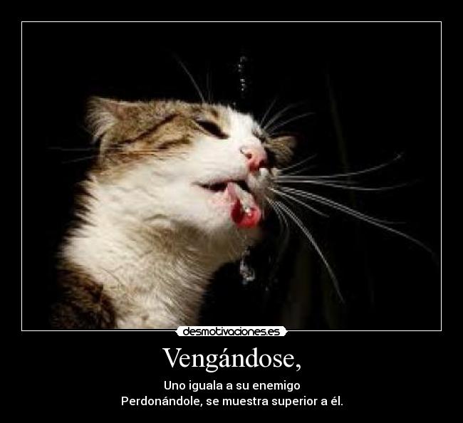 Vengándose, - Uno iguala a su enemigo
Perdonándole, se muestra superior a él.