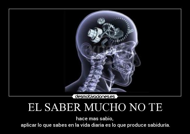 EL SABER MUCHO NO TE - hace mas sabio, 
aplicar lo que sabes en la vida diaria es lo que produce sabiduría.