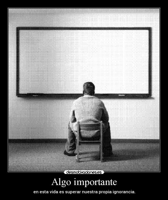 Algo importante - en esta vida es superar nuestra propia ignorancia.