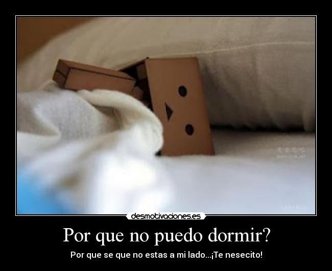 Por que no puedo dormir? - Por que se que no estas a mi lado...¡Te nesecito!