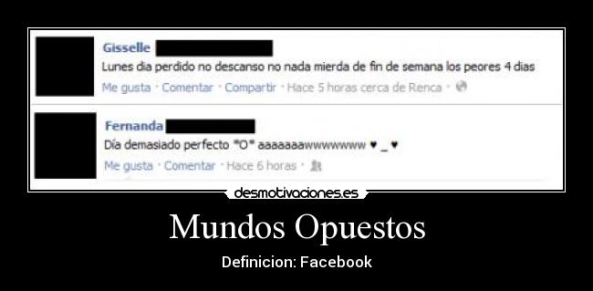 Mundos Opuestos - Definicion: Facebook