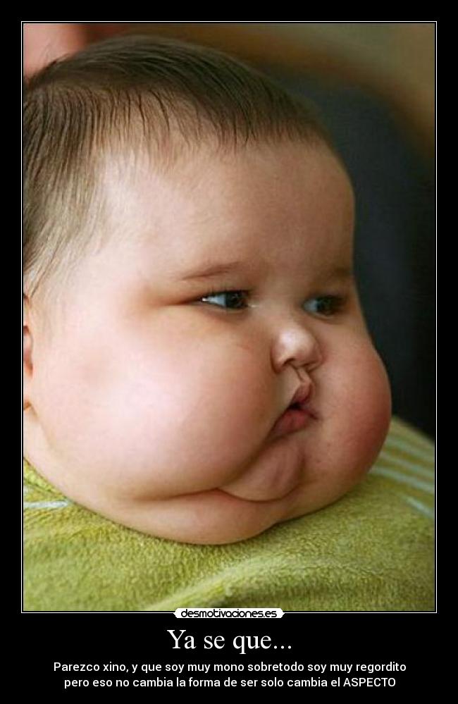 Ya se que... - Parezco xino, y que soy muy mono sobretodo soy muy regordito
pero eso no cambia la forma de ser solo cambia el ASPECTO