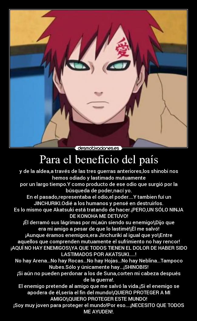 carteles gaara comandante cuarta gran guerra ninja kazekage naruto anime manga shippuden kolpisoto desmotivaciones