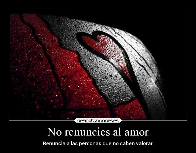 No renuncies al amor - Renuncia a las personas que no saben valorar.