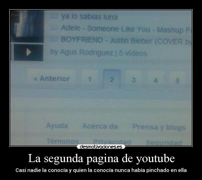 La segunda pagina de youtube -