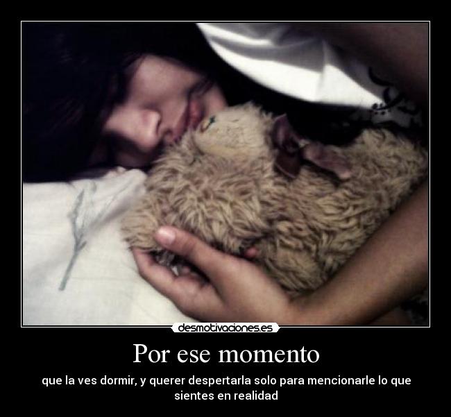Por ese momento - que la ves dormir, y querer despertarla solo para mencionarle lo que
sientes en realidad