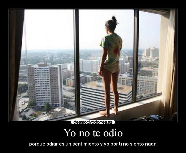 Yo no te odio - porque odiar es un sentimiento y yo por ti no siento nada.