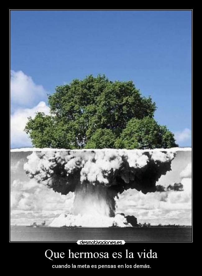 Que hermosa es la vida - cuando la meta es pensas en los demás.