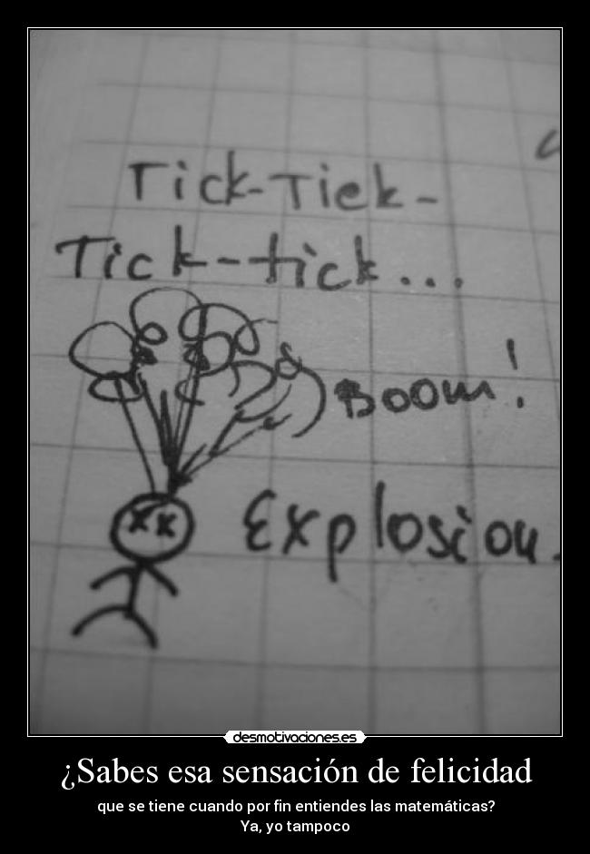¿Sabes esa sensación de felicidad - que se tiene cuando por fin entiendes las matemáticas?
Ya, yo tampoco