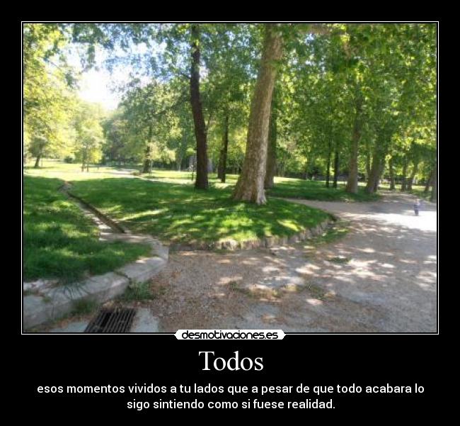 Todos - esos momentos vividos a tu lados que a pesar de que todo acabara lo
sigo sintiendo como si fuese realidad.