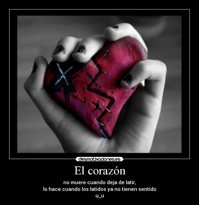 El corazón - no muere cuando deja de latir,
lo hace cuando los latidos ya no tienen sentido
u_u