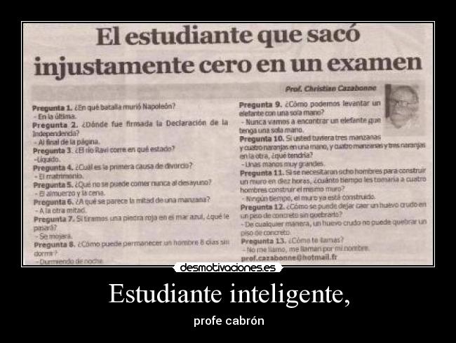 Estudiante inteligente, - profe cabrón