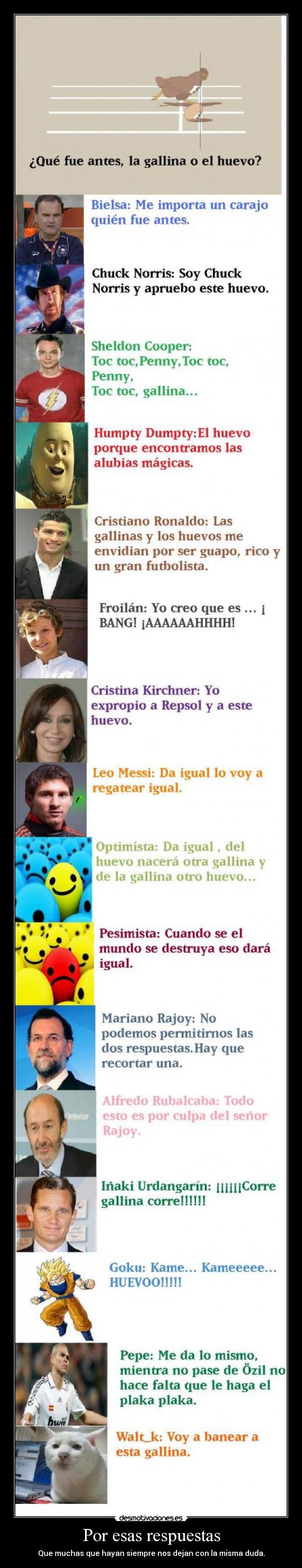 carteles losdescojonadores respues antes gallina huevo desmotivaciones