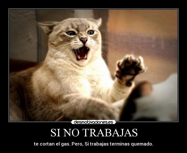SI NO TRABAJAS - te cortan el gas. Pero, Si trabajas terminas quemado.