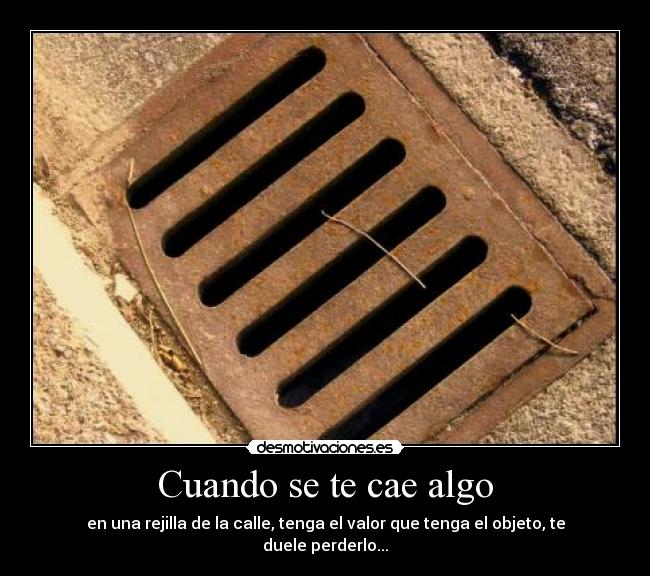 Cuando se te cae algo - en una rejilla de la calle, tenga el valor que tenga el objeto, te duele perderlo...