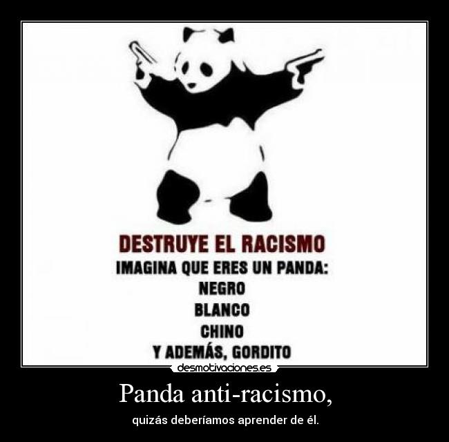 Panda anti-racismo, - quizás deberíamos aprender de él.