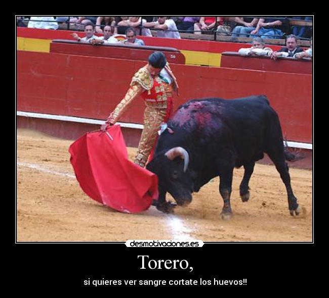 Torero, - si quieres ver sangre cortate los huevos!!