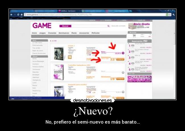 ¿Nuevo? - No, prefiero el semi-nuevo es más barato...