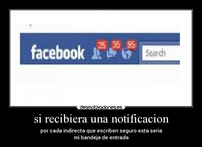 si recibiera una notificacion - por cada indirecta que escriben seguro esta seria
mi bandeja de entrada