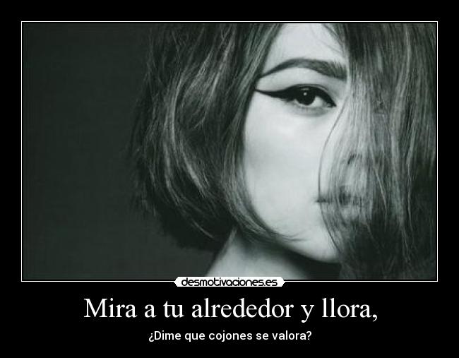 Mira a tu alrededor y llora, - ¿Dime que cojones se valora?