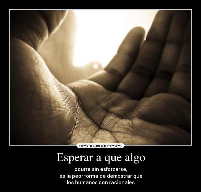 Esperar a que algo - ocurra sin esforzarse,
es la peor forma de demostrar que
los humanos son racionales