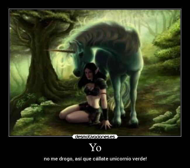 Yo - no me drogo, así que cállate unicornio verde!