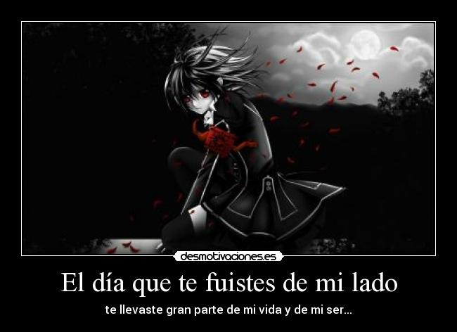 El día que te fuistes de mi lado - te llevaste gran parte de mi vida y de mi ser...