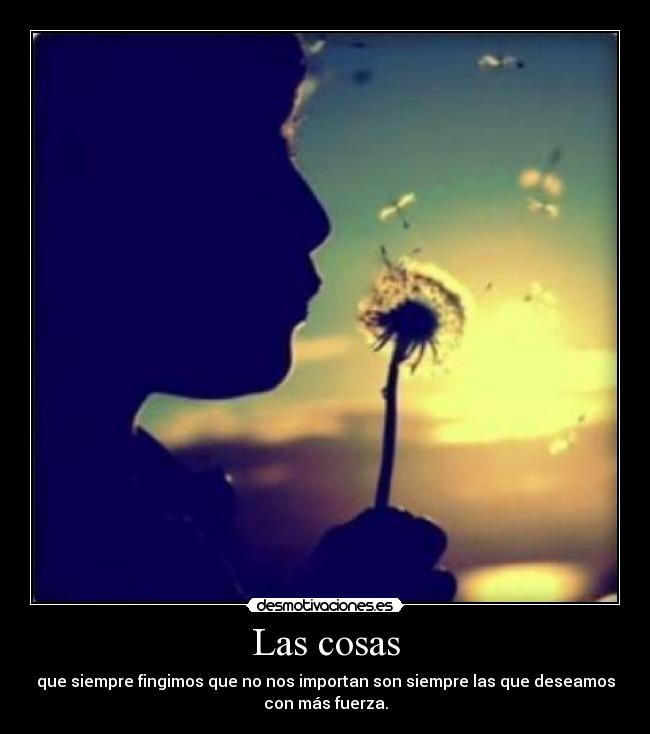 Las cosas - que siempre fingimos que no nos importan son siempre las que deseamos
con más fuerza.