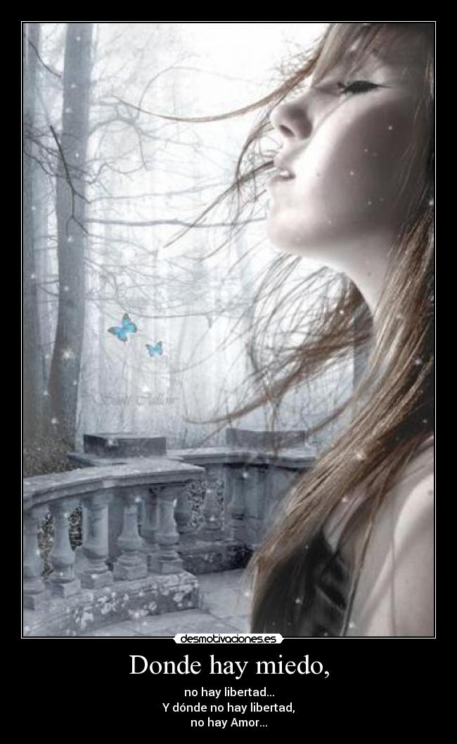 Donde hay miedo, - no hay libertad...
Y dónde no hay libertad,
no hay Amor...