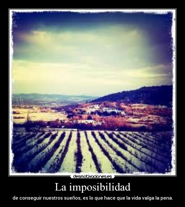 La imposibilidad - de conseguir nuestros sueños, es lo que hace que la vida valga la pena.