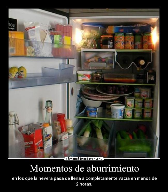 Momentos de aburrimiento - en los que la nevera pasa de llena a completamente vacía en menos de 2 horas.