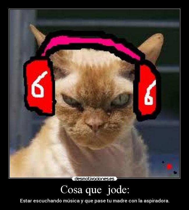 Cosa que  jode: - Estar escuchando música y que pase tu madre con la aspiradora.