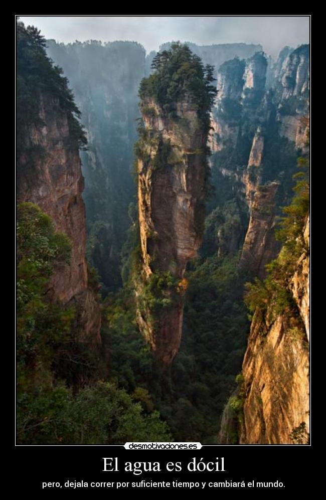 El agua es dócil - pero, dejala correr por suficiente tiempo y cambiará el mundo.