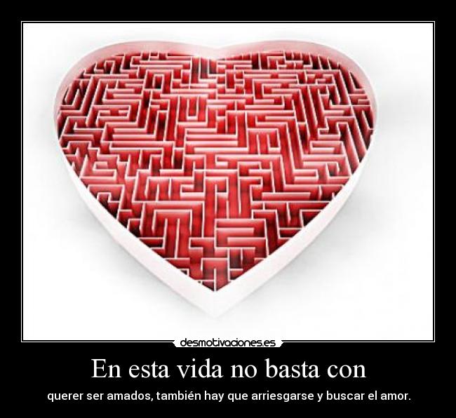 En esta vida no basta con - querer ser amados, también hay que arriesgarse y buscar el amor.